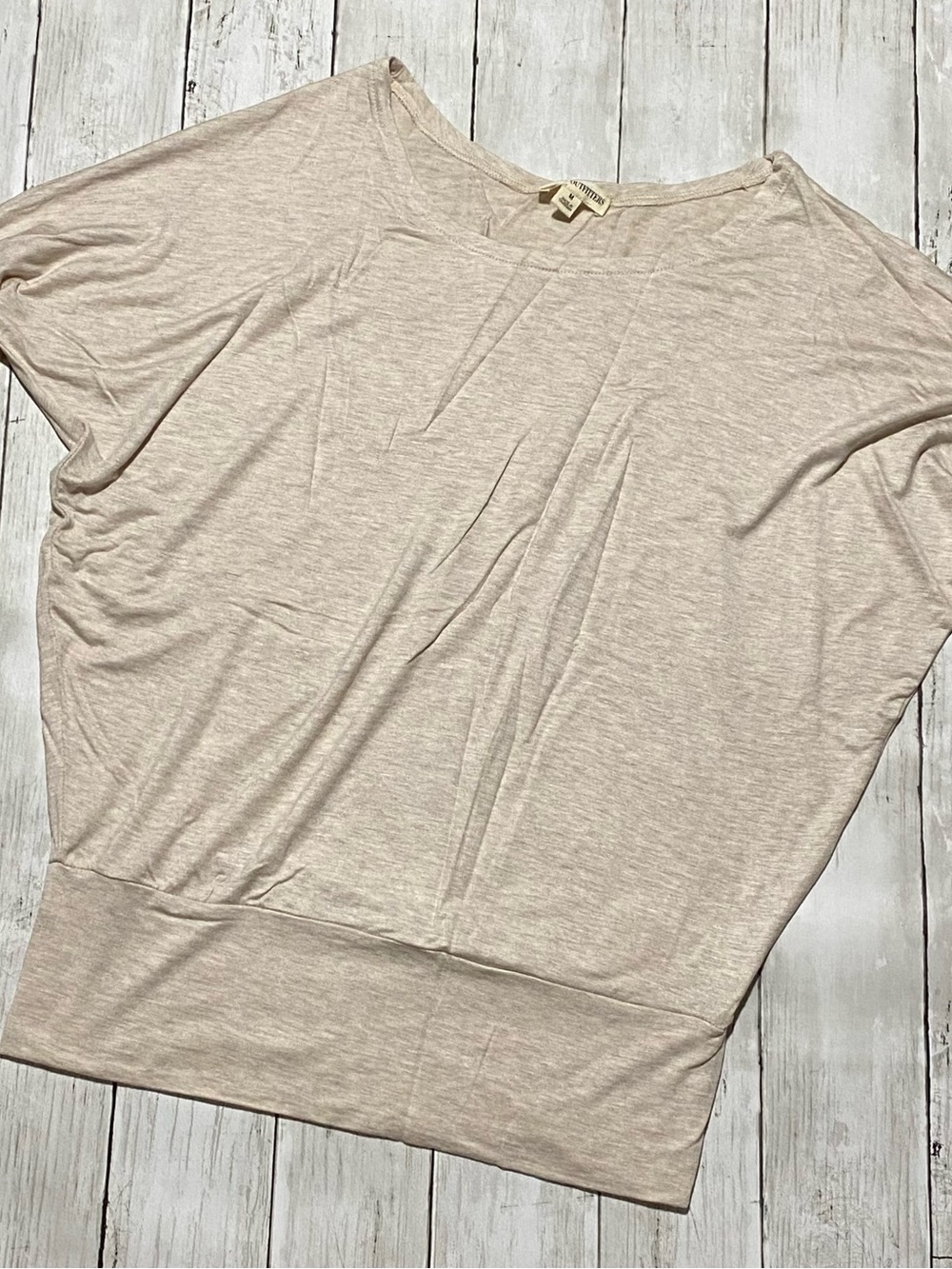 Zenana Outfitters Beige Dolman Sleeve Batwing Top
